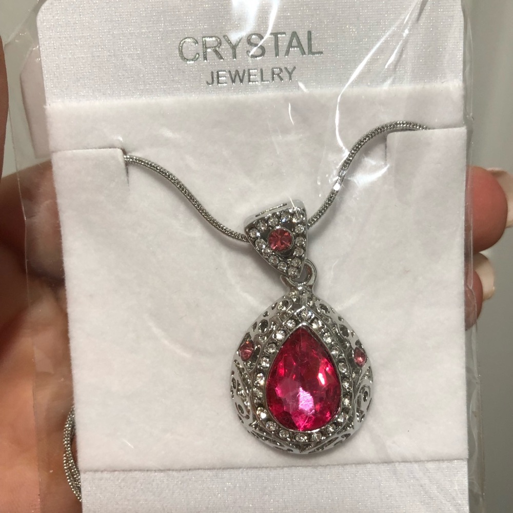 Pink crystal necklace